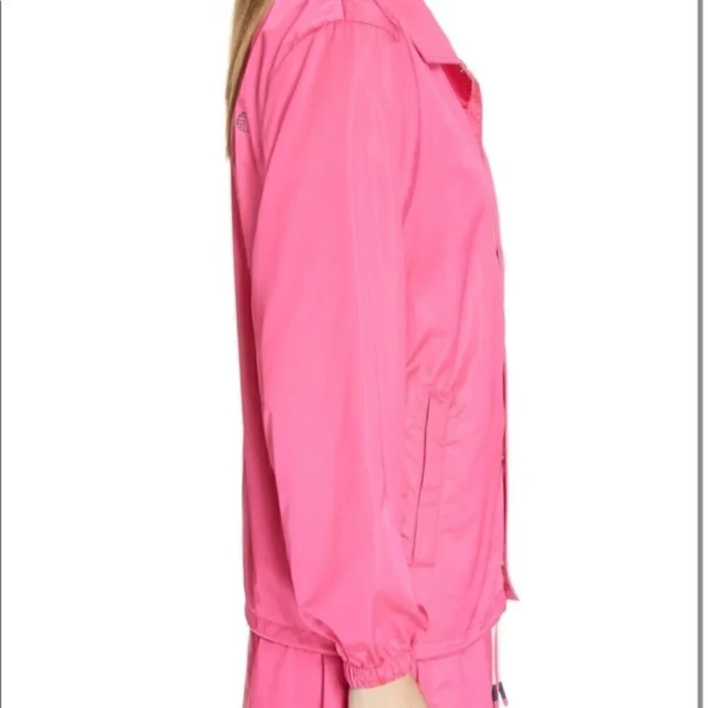 New Tory Burch Sport Performance Satin Barbiecore Pink Warm-Up Jacket NWT Small